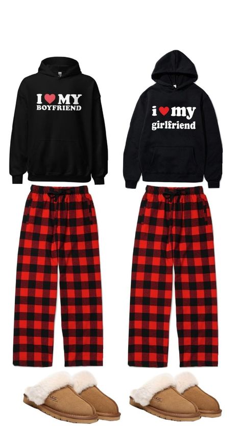 Matching Pajamas For Couples Cute, Boyfriend Matching Pajamas, Christmas Pajamas Matching Couple, Couples In Christmas Pjs, Matching For Couples Ideas, Matching Jammies For Couples, Match Pajamas Couples, Cozy Couple Outfits, Couple Machine Outfits