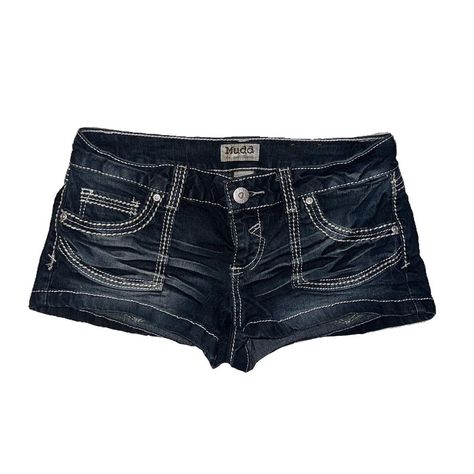 low waist dark wash denim mini shorts from Mudd... - Depop Mini Shorts Outfit, Dark Denim Shorts, Mini Denim Shorts, Skirt Y2k, Tokio Hotel, Mini Shorts, Low Waisted, Girl Next Door, Dark Wash Denim