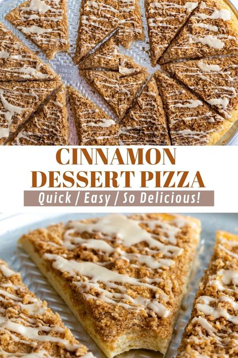 Cinnamon Pizza Dessert, Dessert Naan, Desert Pizza Recipes, Cinnamon Dessert Pizza, Homemade Dessert Pizza, Easy Dessert Pizza, Dessert Pizza Recipes, Cinnamon Desserts, Sweet Pizza