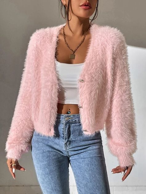 Chic Style Outfits, Knitting Women Cardigan, Pink Cardigan, Pink Fashion, Fashion Makeup, Cardigans For Women, Knit Cardigan, Beautiful Outfits, Casual Style