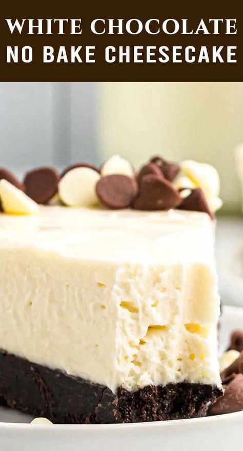 No Bake White Chocolate Cheesecake, Chocolate No Bake Cheesecake, Smooth Cheesecake, White Chocolate Cheesecake Recipes, Baked White Chocolate Cheesecake, Chocolate No Bake, White Chocolate Desserts, White Chocolate Recipes, White Desserts