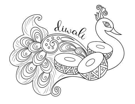 Ganesh Names, Peacock Outline, Tracing Design, Peacock Coloring Pages, Cartoons Animals, Sri Devi, Peacock Drawing, Wedding Symbols, Peacock Embroidery Designs