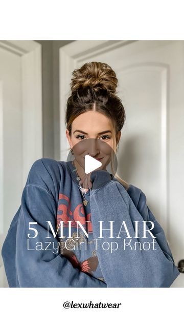 Alex McLean Sharp on Instagram: "5 MIN HAIR: Lazy Girl Top Knot!! This easy hairstyle is a go to for mom life, dirty hair days, running errands, etc! It truly is the easiest bun for mid-long hair!   #easyhairstyles #lazygirlhacks #lazygirlhair #everydayhair #everydayhairstyle #hairinspo #longhairstyles #hairtutorial #bunhairstyles #topknot #topknot" Hairstyles Easy Quick Lazy Hair, Easy Long Hairstyles Lazy Girl, Lazy Girl Hairstyles, Easy Bun Hairstyles For Long Hair, Lazy Hairstyles, Hair Mistakes, Easy Bun, Easy Hairstyle, Lazy Girl