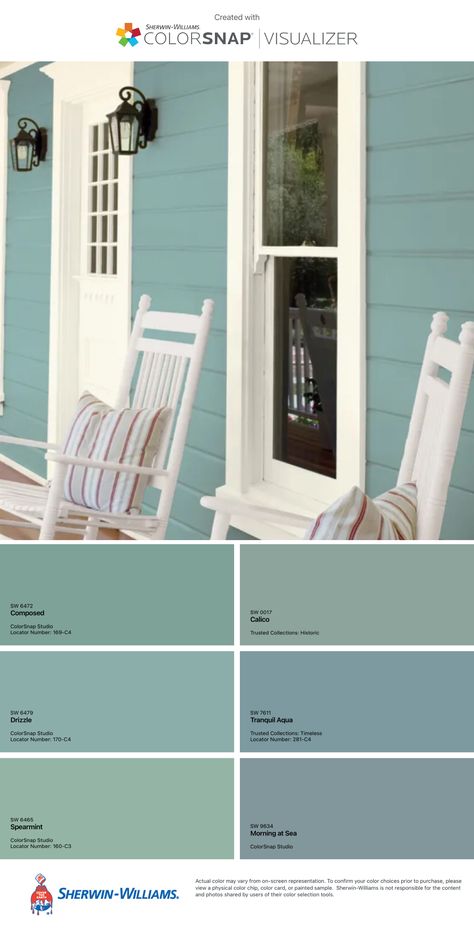 Exterior House Colors For Beach House, Beach House Bungalow Exterior, Pastel House Exterior Color Schemes, Bright Exterior Paint Colors For House, Seafoam Green House Exterior, Coastal Cottage Exterior Paint Colors, Turquoise House Exterior, Beach House Exterior Colors, Exterior Beach House