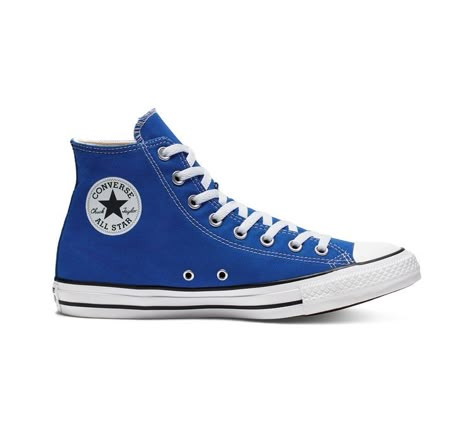 Blue Chuck Taylors, Chuck Taylors Outfit Men, Converse Colors, High Top Chucks, Ios Homescreen, High Top Shoe, Blue Converse, Custom Boots, I'm With The Band