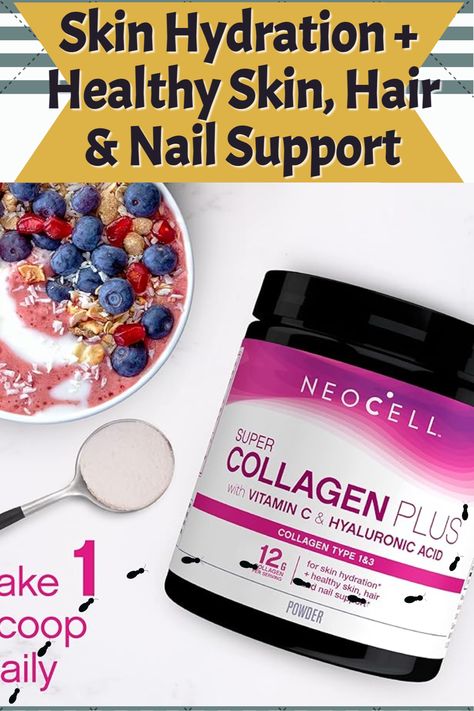 NeoCell Super Collagen Powder, Collagen Plus includes Vitamin C & Hyaluronic Acid, Promotes Healthy Hair, Beautiful Skin, & Nail Support, Collagen Type 1 & 3, 12g Collagen per Serving, 20.6 Oz Neocell Super Collagen, Collagen Supplements, Collagen Powder, Hydrate Skin, Beautiful Skin, Beauty Face, Type 1, Hyaluronic Acid, Vitamin C