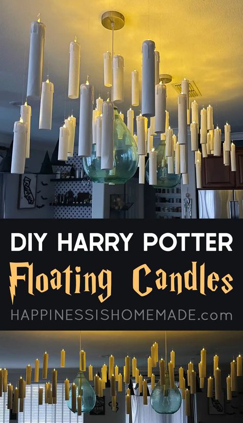 Harry Potter Hanging Candles, Harry Potter Floating Candles Diy, Candles Harry Potter, Harry Potter Theme Birthday Party, Harry Potter Floating Candles, Harry Potter Halloween Decorations, Harry Potter Candles, Harry Potter Party Decorations, Harry Potter Day