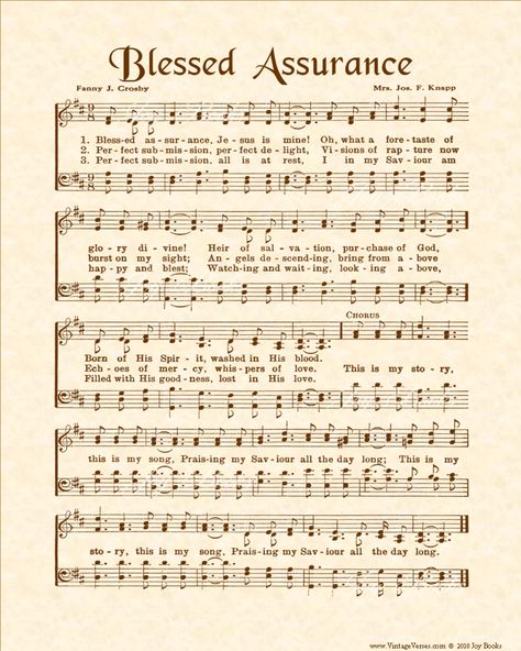 Blessed Assurance Hymn Art, Onward Christian Soldiers Hymn, Christian Hymns Lyrics, Blessed Assurance Hymn, Catholic Hymns, Printable Hymns, Hymn Lyrics, Gospel Song Lyrics, Sheet Music Vintage