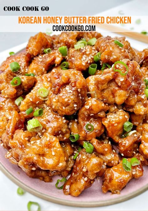 Honey Butter Fried Chicken, Butter Fried Chicken, Honey Fried Chicken, Honey Butter Chicken, Lose Stomach, Korean Fried Chicken, Honey Chicken, Fried Chicken Recipes, Honey Garlic Chicken