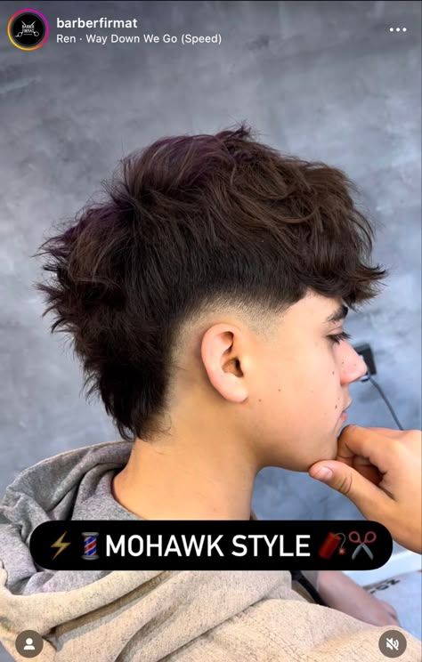 Mohawk Men Hairstyles, Mohawk Fade Boys, Men Haircuts Straight Hair, Mullet Hairstyle Boys, Mohawk Fade Men, Asian Mohawk, Jay Jo Haircut, Faded Mullet, Mullet Mohawk