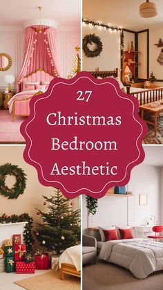 Christmas Bedroom Aesthetic, Make Ahead Christmas Appetizers, Bedroom Aesthetic Ideas, Modern Fall Decor Ideas, Christmas Bedroom Decor Ideas, Ornament Tree Display, Christmas Bedroom Decor, Elegant Holiday Decor, Modern Fall Decor