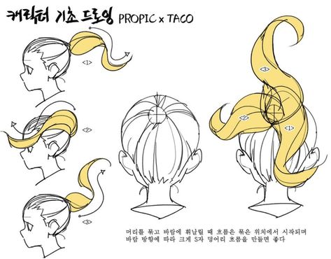 When the ponytail is streaming in the air, it is effective to draw the hair in an ‘s’ shape from where it’s tied up to the flow of the wind. Ponytail Drawing, Drawing Hair Tutorial, Manga Hair, Hair Sketch, Manga Drawing Tutorials, Anatomy Sketches, Different Hair, Body Reference Drawing, 캐릭터 드로잉