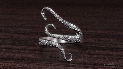 ArtStation - Octopus Ring, Abderazak Achtioui Squid Rings, Tentacles Ring, Octopus Ring, Gothic Engagement Ring, Galaxy Necklace, Octopus Design, Wishlist 2024, Retro Ring, Punk Jewelry