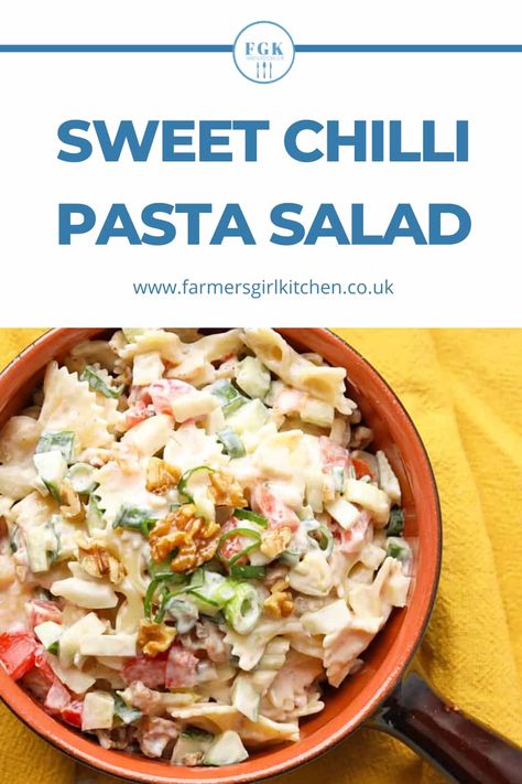 Sweet Chilli Pasta Salad Quick And Easy Pasta Salad, Chorizo Salad, Chilli Pasta, Chili Pasta, Salad Vegetables, Sweet Chili Chicken, Chili Mango, Cooked Pasta, Easy Salad