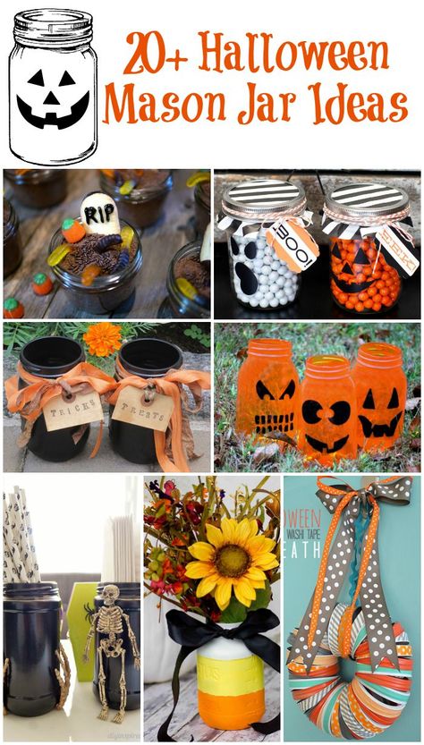 Halloween Mason Jar Ideas Camping Party Ideas For Adults, Mason Jar Halloween Crafts, Camping Party Ideas, Halloween Jars, Halloween Mason Jars, Crafting Gifts, Jar Projects, Party Ideas For Adults, Mason Jar Projects