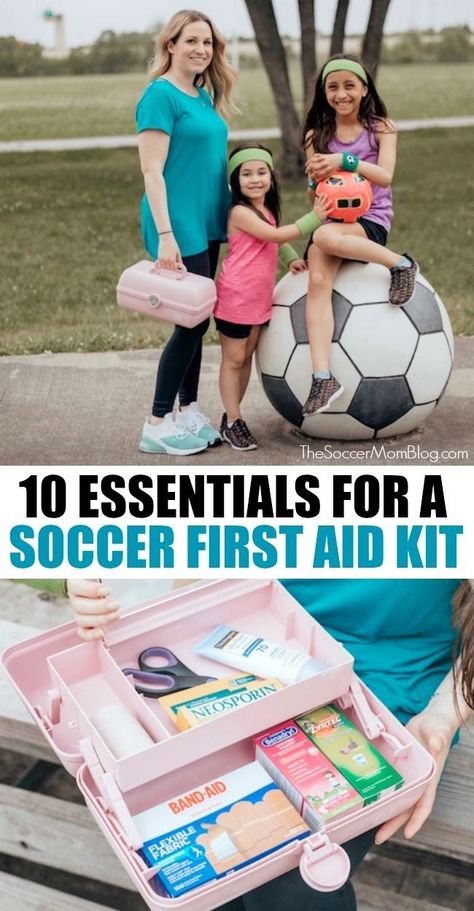 Take a peek inside our soccer first aid kit - learn what first aid supplies are essential to keep on hand for youth soccer players and sports teams! #ad #BecauseSheCan #soccermom #soccer #kidssports #play #sports #soccerlife Softball First Aid Kit, Soccer Mom Coach Outfit, Sports First Aid Kit, Cheer Snacks, Sports Mom Bag, Travel Soccer, Soccer Essentials, Team Snacks, What Is Sleep