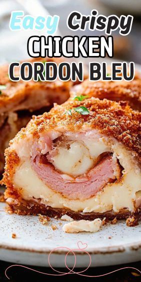 Easy Crispy Chicken Cordon Bleu Meal With Chicken Breast, Chicken Cordon Bleu Recipes, Best Chicken Cordon Bleu Recipe, Easy Crispy Chicken, Easy Sheet Pan Meals, Meal With Chicken, Chicken Meat Recipes, Baked Chicken Cordon Bleu, Easy Chicken Cordon Bleu