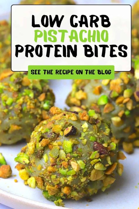 Looking for a delicious and healthy snack? These Low Carb Pistachio Protein Balls are perfect! Made with almond flour, pistachios and protein powder, they are a great on-the-go snack or post-workout treat. Easy to make and full of flavor, these protein balls are also keto and diabetic-friendly. High Protein Low Carb Balls, Protein Balls Breakfast, Post Workout Protein Balls, Almond Pulp Protein Balls, Healthy High Protein Snack Ideas, Protein Balls With Pb Powder, Fig Protein Balls, Kid Protein Balls, Quick Protein Snacks On The Go