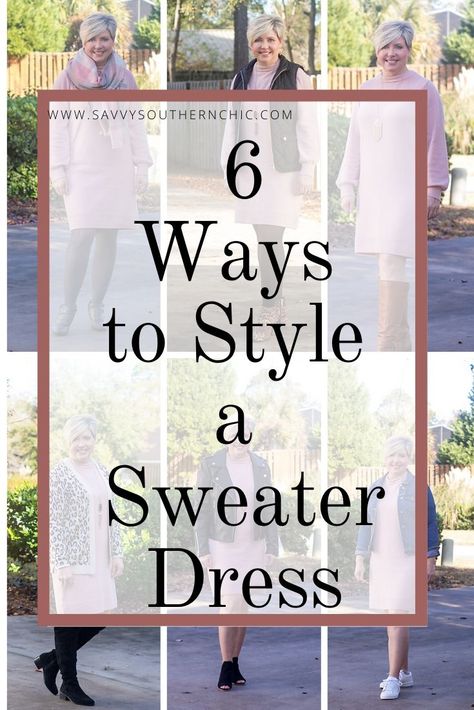 Over 40 fashion blogger Savvy Southern Chic shares six ways to style her favorite sweater dress from Amazon- casual and dressy outfits with one dress. #waystowearit #outfitideas #winteroutfits #fashionover40 Sweater Dress Scarf Outfit, Jewelry For Sweater Dress, Accessories For Sweater Dress, What To Wear Over A Sweater Dress, Sweater Dress Accessories, Shoes To Wear With Sweater Dresses, Styling A Sweater Dress, Casual Sweater Dress Outfit, How To Style Sweater Dress