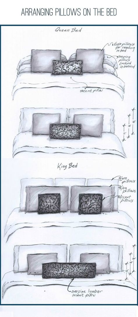 Arranging pillows on the bed can make your room look elegant and inviting. Bedroom Pillows Arrangement, Bed Pillow Arrangement, Pinterest Bedroom, Bedroom Arrangement, Arch Interior, Pillow Arrangement, Decor Luxury, Luxury Bedroom, Bedroom Pillows