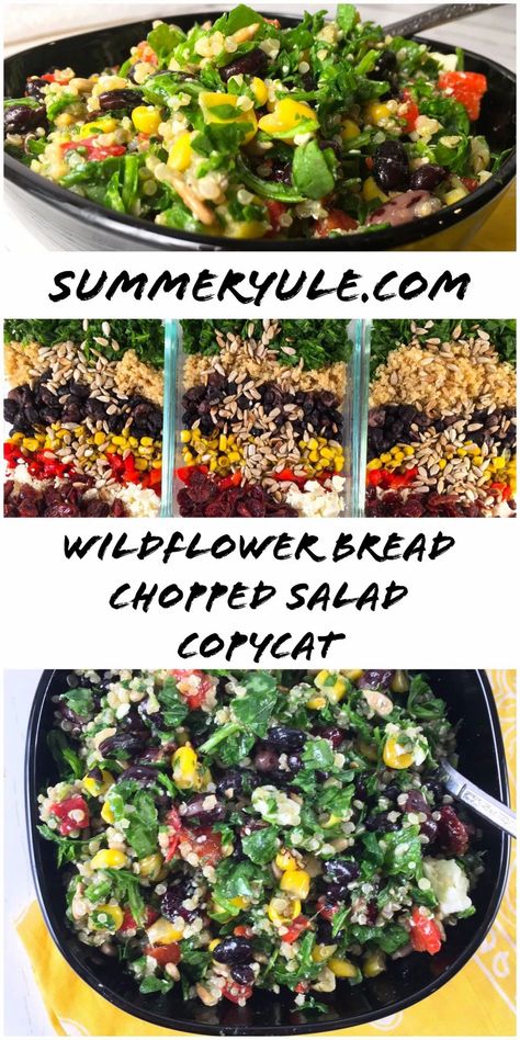 Check out this delicious fakeaway of the Wildflower Bread chopped salad! Arugula, quinoa, dried cranberries, roasted red peppers, feta, and sunflower seeds are drizzled with pesto vinaigrette. Pesto Vinaigrette, Focus Foods, Chopped Salad Recipes, Chopped Salad, Slow Food, Roasted Red Peppers, Nutritious Meals, Copycat Recipes, Delicious Salads