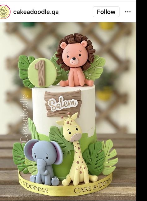 Jungle Theme Cakes, Boys First Birthday Cake, Boys 1st Birthday Cake, Candy Birthday Cakes, Animal Birthday Cakes, Baby First Birthday Cake, Pig Birthday Party, Mermaid Cake Topper, Safari Cakes