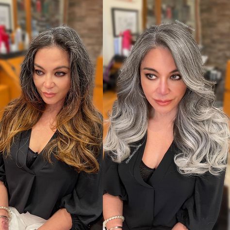 Salt And Pepper Wigs, Grey Brown Hair, Pepper Hair, Jack Martin, Salt And Pepper Hair, Professional Hair Color, Long Gray Hair, Grey Hair Color, Long Wavy Hair