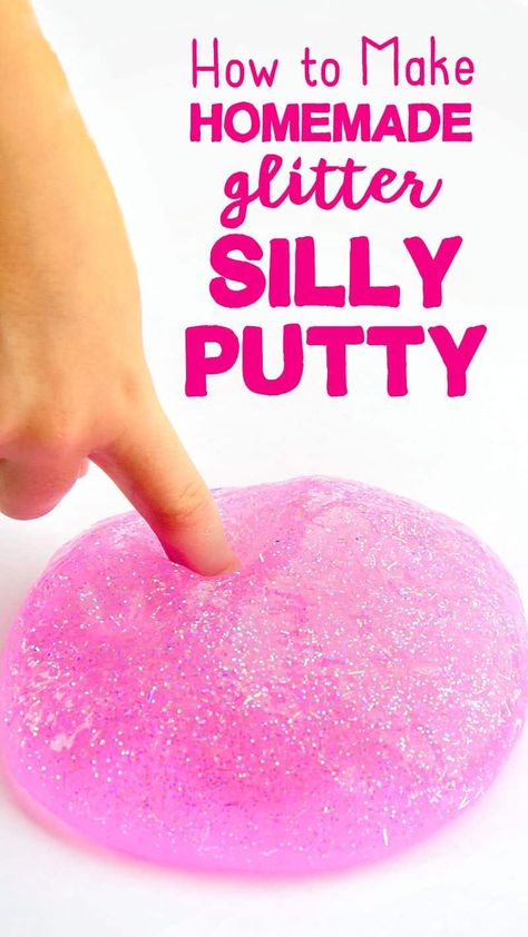 How To Make Putty, Homemade Putty, Silly Putty Recipe, Diy Silly Putty, Homemade Silly Putty, Putty Recipe, Homemade Glitter, Homemade Face Paints, School Kids Crafts