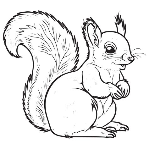 Download the Squirrel outline vector illustration. Coloring book for children. 14487817 royalty-free Vector from Vecteezy for your project and explore over a million other vectors, icons and clipart graphics! Squirrel Black And White, Squirrel Outline, Personality Drawing, Squirrel Vector, Evs Worksheet, Squirrel Coloring Page, Squirrel Clipart, Squirrel Tattoo, Outline Pictures