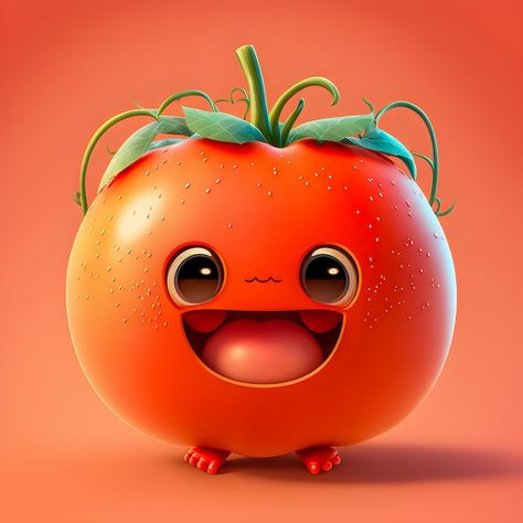 Tomato Animation, Kawaii Tomato, Tomato Cartoon, Tomato Illustration, Italian Food Menu, Funny Vegetables, Cute Panda Cartoon, Panda Cartoon, Vegetable Cartoon