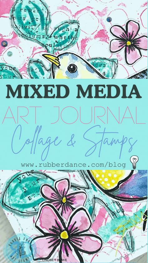 Dive into the world of mixed media art with our latest blog post tutorial! Learn how to create a whimsical art journal page using stamps, collage fodder and stencil backgrounds. Mixed Media Art Journaling Tutorials, Mixmedia Art Ideas, Mixed Media Collage Artwork, Art Journal Collage, Art Websites, Art Journal Backgrounds, Collage Fodder, Whimsical Art Journal, Journal Tutorials