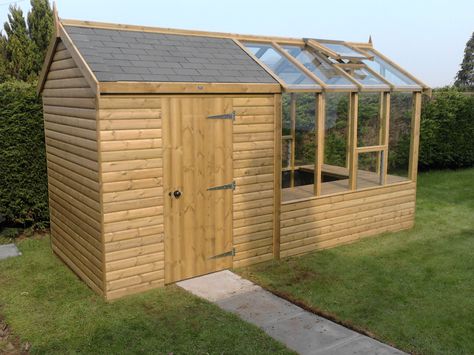 Barracuda Shed Greenhouse Shed With Greenhouse Attached, Shed With Greenhouse, Garden Sheds Uk, Greenhouse Shed Combo, Garden Shed Kits, Amazing Sheds, Wood Shed Plans, Build Your Own Shed, Shed Construction