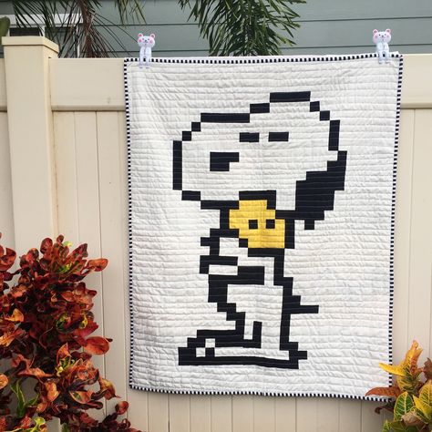 Snoopy Quilt Snoopy Quilt Pattern, Snoopy Quilt, Snoopy Graph, Crochet Snoopy Blanket, C2c Crochet Snoopy Blanket, Snoopy Blanket, Snoopy Print Fabric, Pixel Quilting, Baby Quilt Patterns