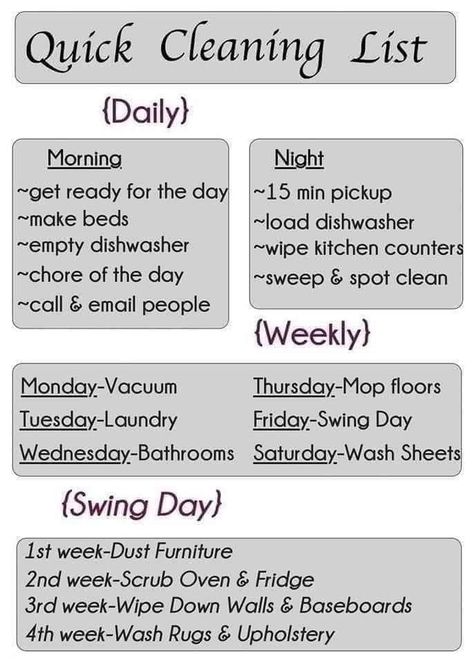 Homemaking Schedule, Cleaning List Printable, Daily Cleaning Lists, Cleaning Your House, Cleaning Inspiration, Cleaning Schedule Printable, Clean House Schedule, Closet Aesthetic, Easy Cleaning Hacks