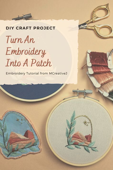 How To Turn Embroidery Into Patch, Patching With Embroidery, Embroider Patch Diy, How To Embroider Patches By Hand, How To Make Your Own Hand Embroidery Patterns, Make Patches Diy, Things To Put Patches On, Embroidery Yarn Crafts, How To Make A Patch Embroidery