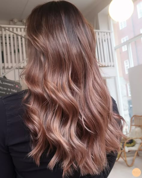 Caramel Rose Hair, Peach Balayage Brunette, Ginger Brunette, Dusty Rose Hair, Rose Gold Hair Blonde, Rose Gold Hair Brunette, Peach Hair, Brunette Hair With Highlights, Viking Hair