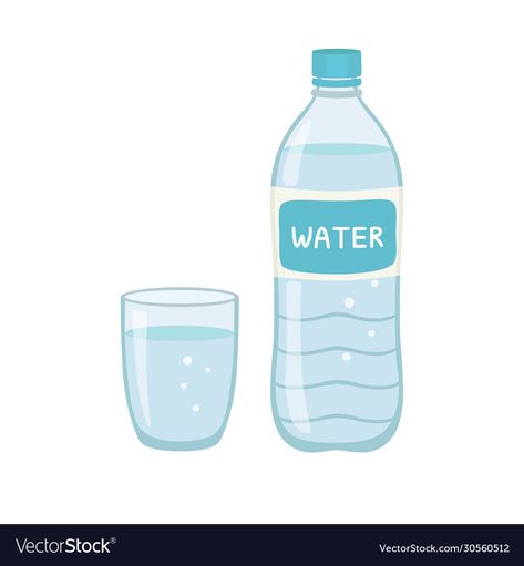 Water In Glass Drawing, Glass Of Water Illustration, Glass Of Water Drawing, Water Bottle Illustration, Water In Glass, Water Bottle Drawing, Water Png, Bottle Illustration, Water Vector