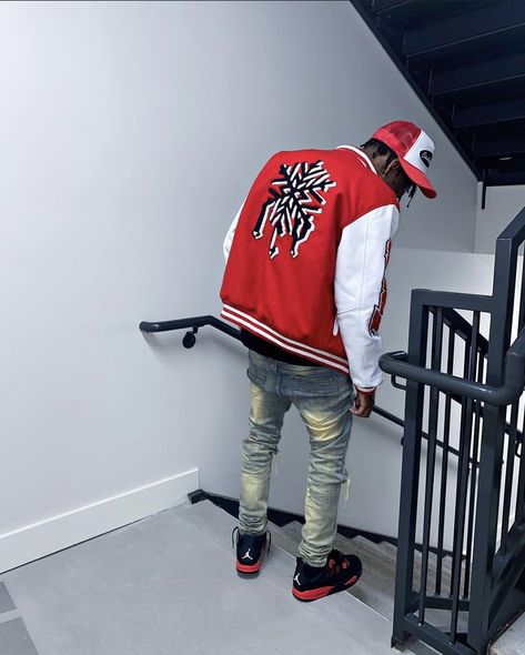 Jordan 4 Red And Black Outfit, Baddie Outfits Summer, Thunder Outfit, Boys Fashion Dress, 4s Outfit, Drip Clothing, Jordan 4 Red, Red And Black Outfits, Drip Fits