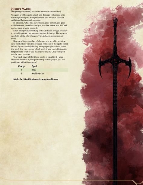 Magic greatsword D&d Magical Items, Dnd Homebrew Greatsword, Dnd Scimitar Design, Greatsword Dnd, Dnd 5e Magic Greatsword, Magic Greatsword, Dnd Greatsword, Fantasy Greatsword, Dnd Stats