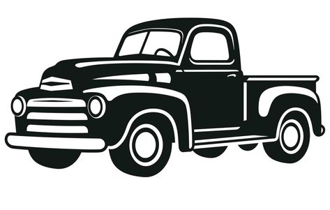 Vintage Drawing 1950s, Silhouette Cameo Projects Beginner, Truck Silhouette, Htv Ideas, Shell Gas Station, Truck Logo, Frame Wallpaper, Vintage Pickup, Photo Frame Wallpaper