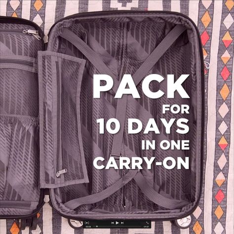 Jen shares her tips on how to pack for 10 days in one carry-on! What To Bring On A 3 Day Trip, 10 Days Travel Packing, Compact Packing Clothes, Best Way To Pack A Carry On, Packing For 7 Days In A Carry On Winter, Pack A Carry On Bag For A Week, Packing Cubes Tips, Packing Light For A Trip Carry On Bag, What To Pack In Carry On Bag