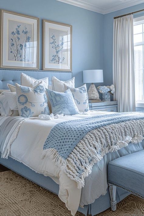 Pale Blue Room, Light Blue Rooms, Bedroom False Ceiling, Light Blue Bedroom, Cozy Fall Bedroom, Blue Bedroom Decor, Bedroom False Ceiling Design, False Ceiling Design, Blue Rooms