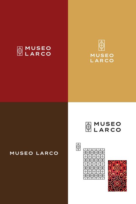 Brand identity and logo design for the pre-Inca art museum Museo Larco (Lima, Peru). Colorful Brand Identity Design, Museum Branding Design, Museum Logo Design Ideas, History Museum Design, Heritage Graphic Design, Art Gallery Logo, Coffee Museum, Carpet Logo, Coffee Branding Design