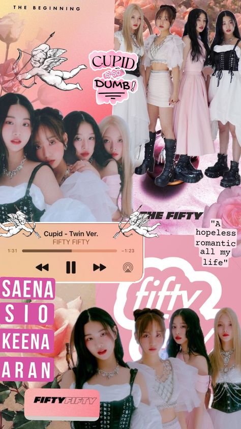 #fifty-fifty #cupid #saena #sio #keena #aran #kpop Cupid Fifty Fifty Aesthetic Wallpaper, Cupid Fifty Fifty Lyrics, Fifty Fifty Cupid Lyrics, Cupid Poster Fifty Fifty, Cupid Fifty Fifty, Fifty Fifty Poster Kpop, Fifty Fifty Cupid, Saena Fifty Fifty Cupid