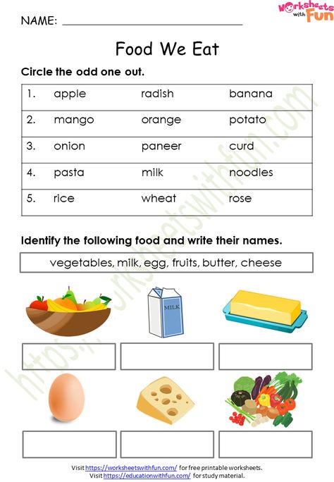 Environmental Science - Class 1: Food We Eat Worksheet 3 Evs Worksheet, Free Science Worksheets, Worksheet For Class 2, Nursery Worksheets, Mental Maths Worksheets, Worksheets For Class 1, Worksheets For Grade 3, Classroom Rules Poster, Mathematics Worksheets