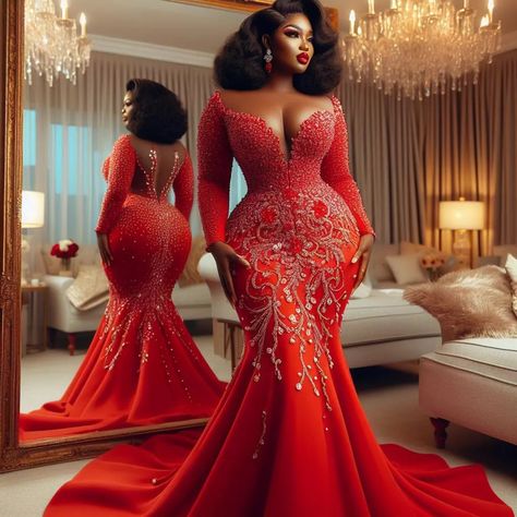 Nanice Weddings | Wedding dresses in Accra | 😩🤩 RED NEEDS NO INTRODUCTION!!!! 😩😍😍.! Who LOVES RED???🌟 #bridalmagic💕🥰❤️ 😍To custom any of these designs, contact our team of able… | Instagram Luxury Red Wedding Dress For Festive Season, Luxury Red Fitted Wedding Dress, Red African Wedding Dress, Red Native Amircan Wedding Dresses, Red Resham Embroidered Wedding Dress, Red Traditional Dress, Red Dress Design, Traditional Couple, Long White Wedding Dress