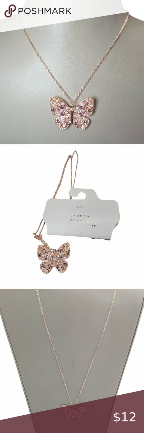 LC Lauren Conrad Women's 32" Rose Gold Plated Butterfly Necklace NWT Lauren Conrad Jewelry, Pink Champagne, Butterfly Necklace, Lc Lauren Conrad, Lauren Conrad, Rose Gold Plates, Champagne, Multi Color, Gold Plate