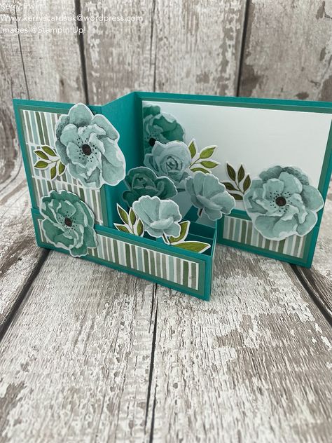 Floral double z fold Double Z Fold Cards Ideas, Stampin Up Double Z Fold Cards, Stampin Up Z Fold Cards, Double Z Fold Card, Double Z Fold Card Tutorial, Z Fold Cards Ideas, 1st Birthday Cards, Fancy Fold Card Tutorials, Christmas Card Crafts