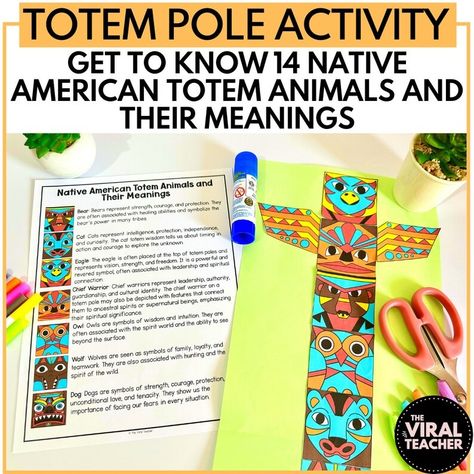 Building a Totem Pole Native American Heritage Month Craft and Writing Activity, Hispanic Heritage Month Totem Pole - Etsy Totem Poles Art Project For Kids, Totem Poles For Kids, Totem Pole Craft, Crafts Adults, School Age Crafts, Totem Pole Art, Feast Ideas, American Indian Crafts, Native American Studies