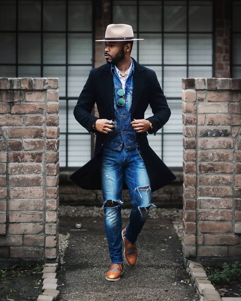 Mens Fedora Hat Outfit, Best Hats For Men, Fedora Hat Outfit, Mens Fedora Hat, Fedora Fashion, Urban Fashion Photography, Mens Fedora, Hat Outfit, Mens Fashion Edgy